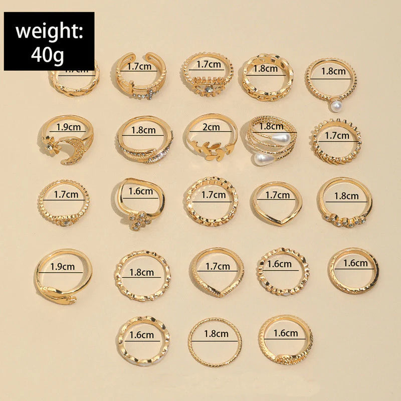 Set of 23 Gold-plated Rings