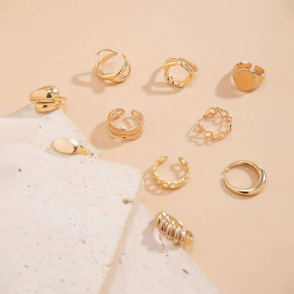 18k Gold Plated Finger Ring | Set of 10