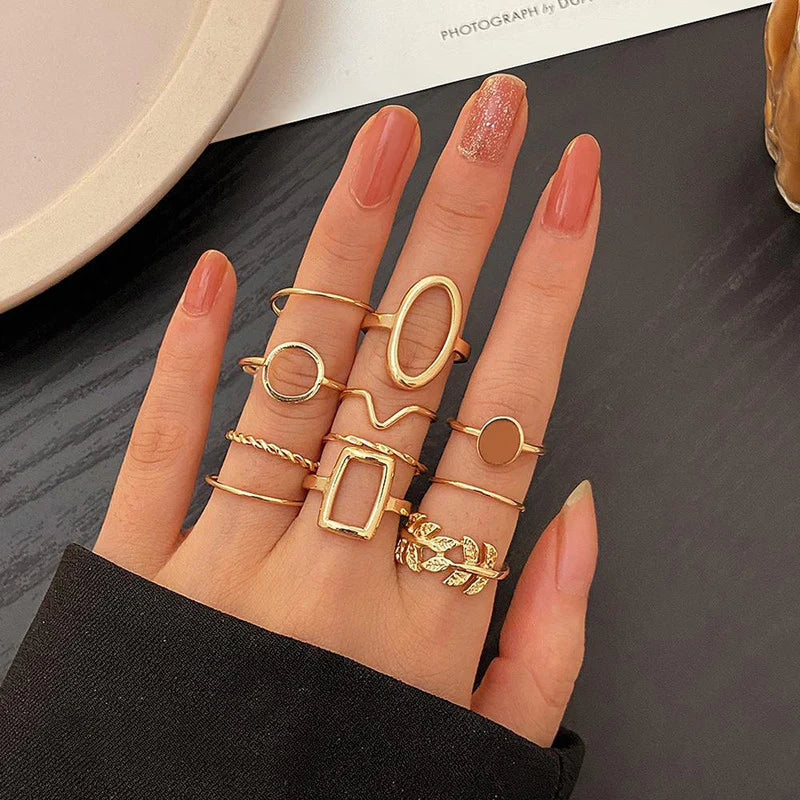 18k Gold Plated Finger Ring | Set of 11