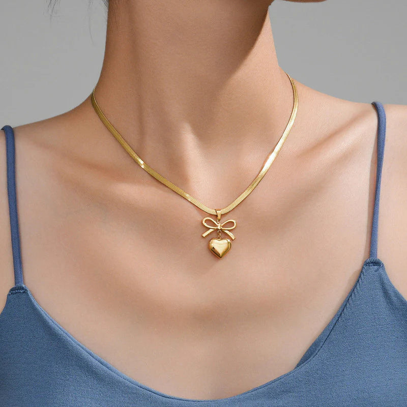 Bow & Heart Pendant