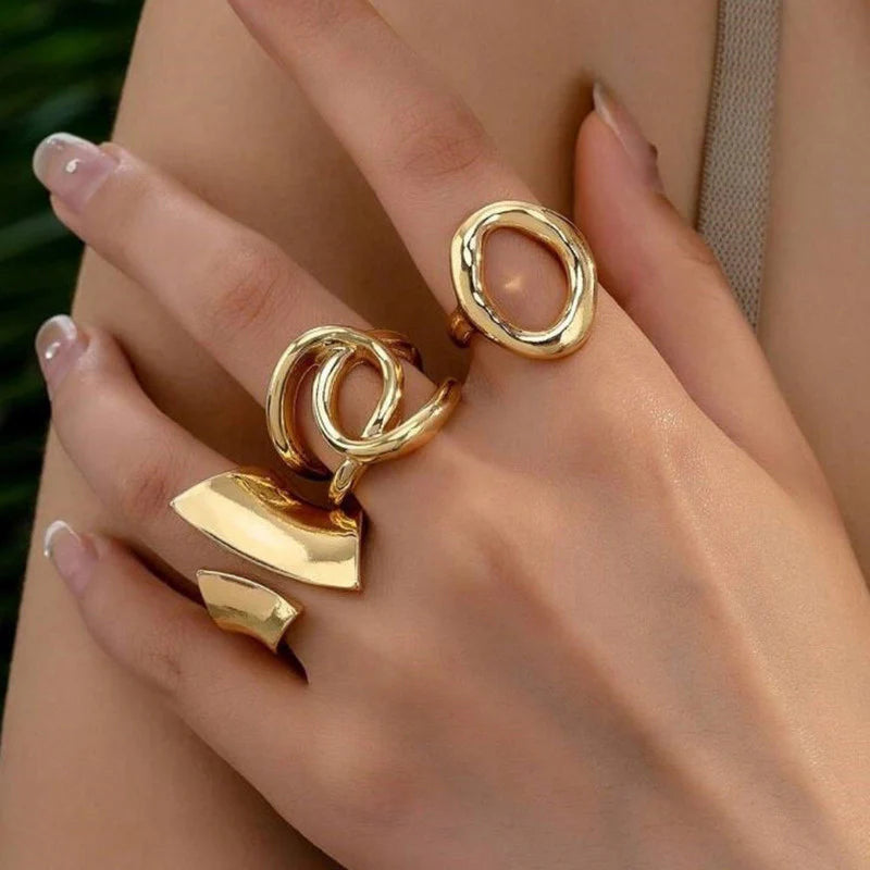 18k Gold Plated Finger Ring Set of 3