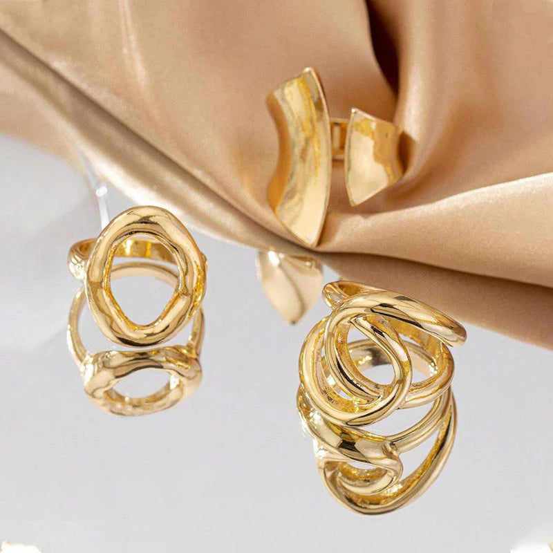 18k Gold Plated Finger Ring Set of 3