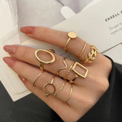 18k Gold Plated Finger Ring | Set of 11