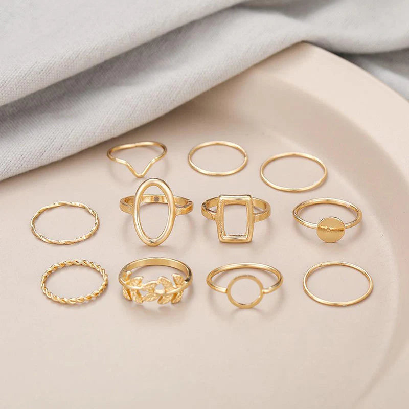 18k Gold Plated Finger Ring | Set of 11