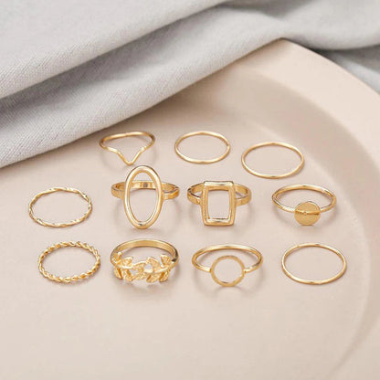 18k Gold Plated Finger Ring | Set of 11