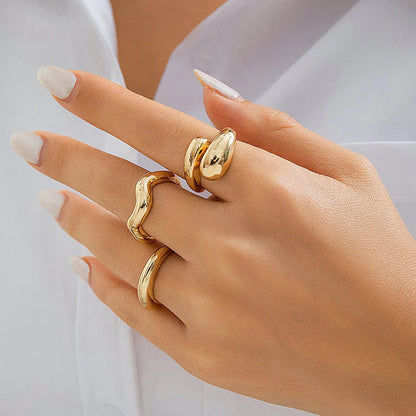 18k Gold Plated Finger Ring | Set of 3