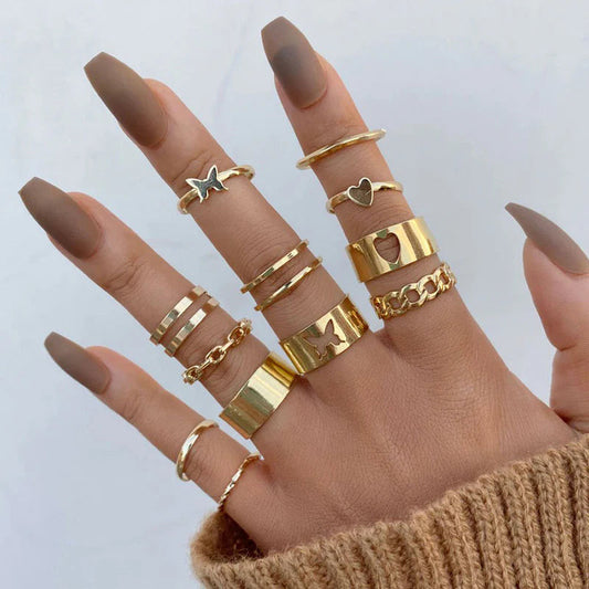 18k Gold Plated Finger Ring | Set of 12