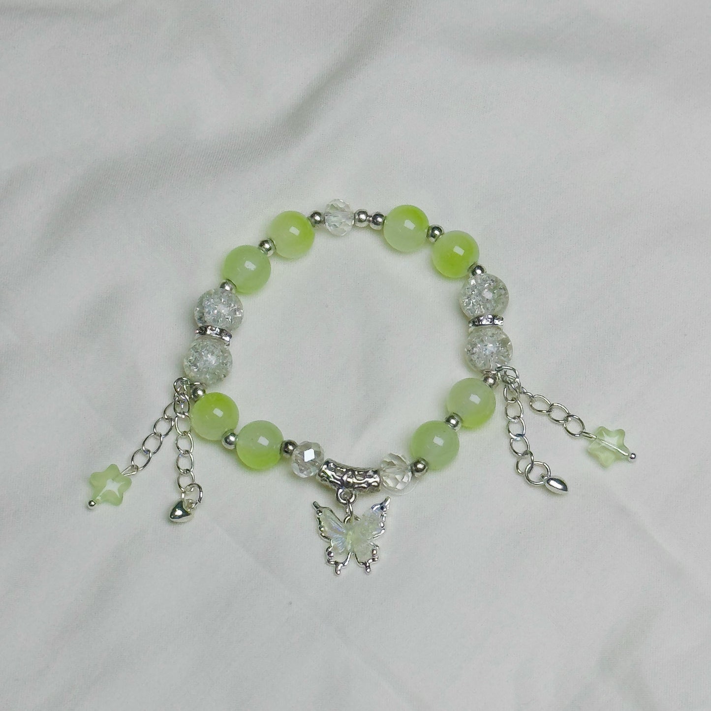 Green Bead Bracelet ( Butterfly )