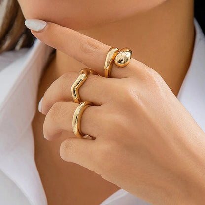 18k Gold Plated Finger Ring | Set of 3