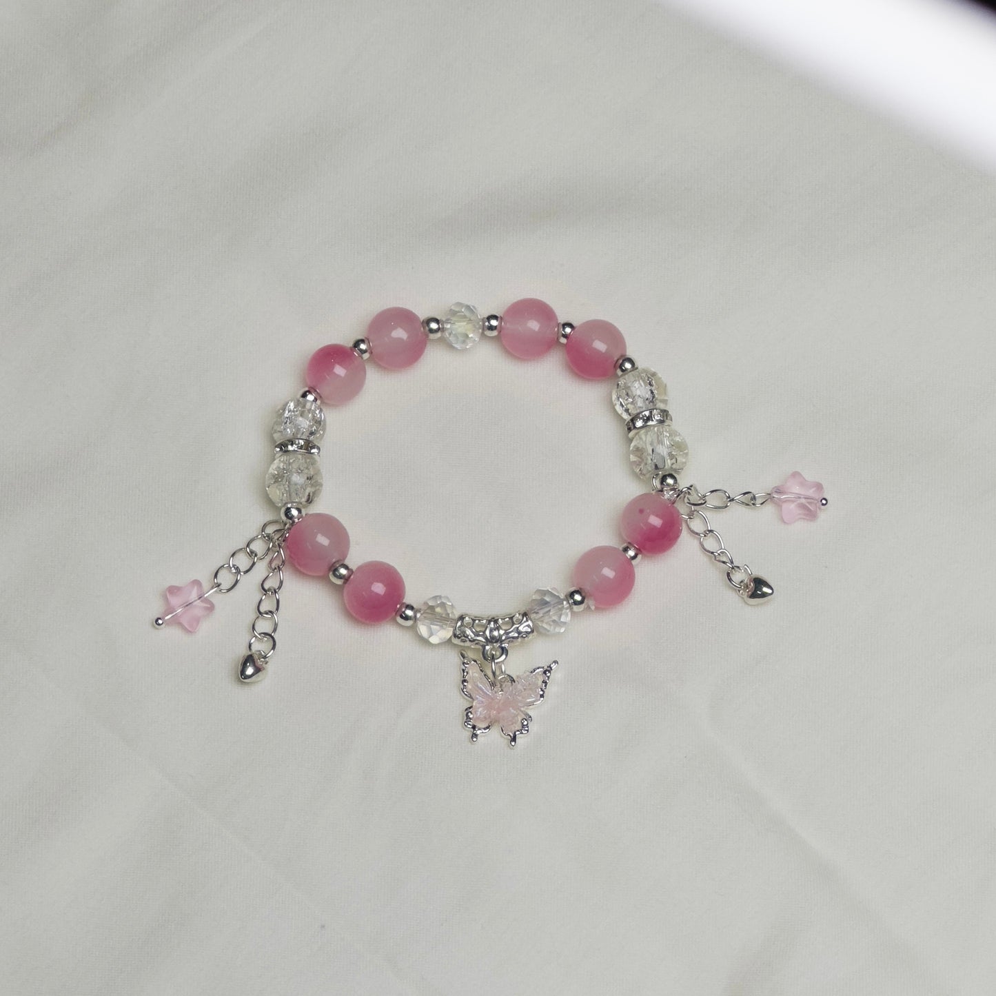 Pink Bead Bracelet ( Butterfly )