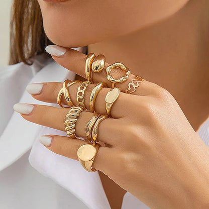 18k Gold Plated Finger Ring | Set of 10